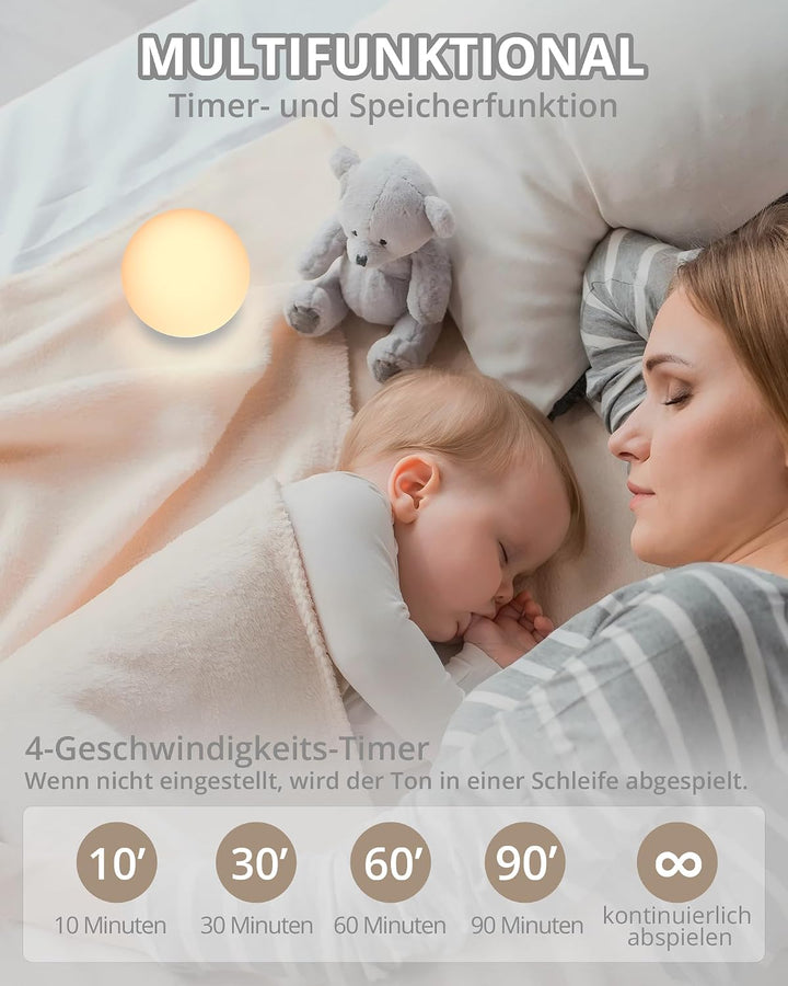 HOMGEN 2 in 1 White Noise Machine Silikon Weisses Rauschen Maschine für Babys Wiederaufladbare Schla