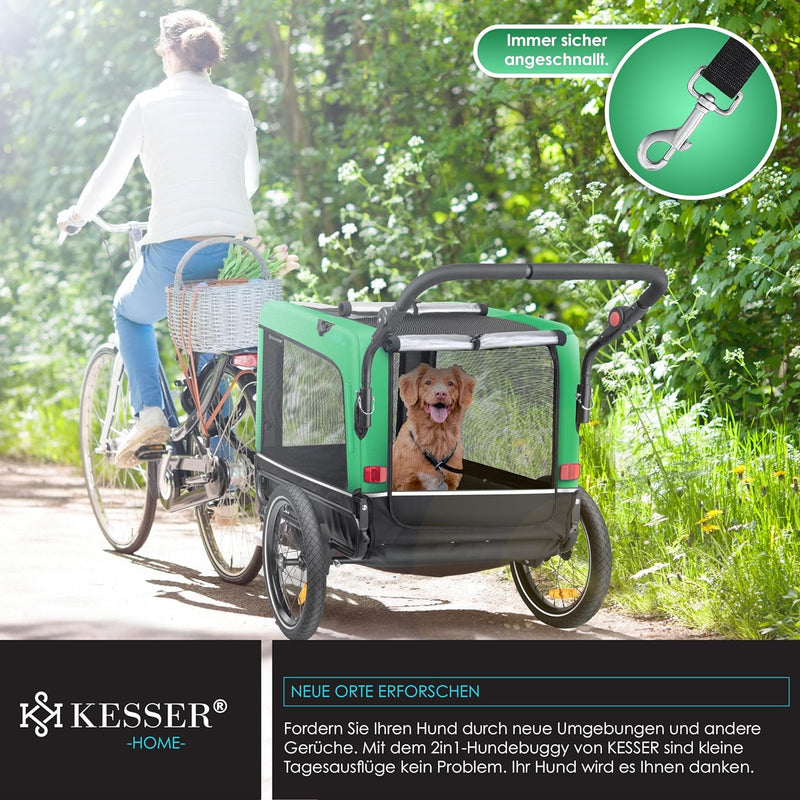 KESSER® Hundeanhänger Boxer 3-in-1 Hundebugg & Jogger Fahrradanhänger gross ca. 240 Liter Volumen, g