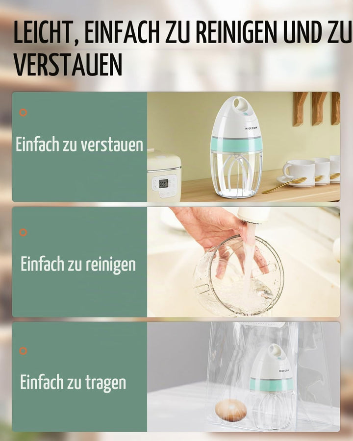 Küchenmaschine - Schneebesen, tragbare elektrische Küchenmixer, Kuchenmixer, Milchaufschäumer zum Sc