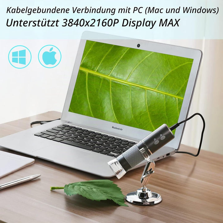 Cainda HD 8MP 3840x2160P WiFi Digitale Mikroskopkamera für iPhone Android Phone und Windows Mac PC,