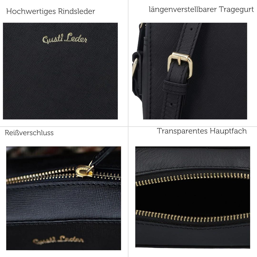 Gusti Umhängetasche Leder - Almina Damen Handtasche Schultertasche Crossbody bag Ledertasche Vintage