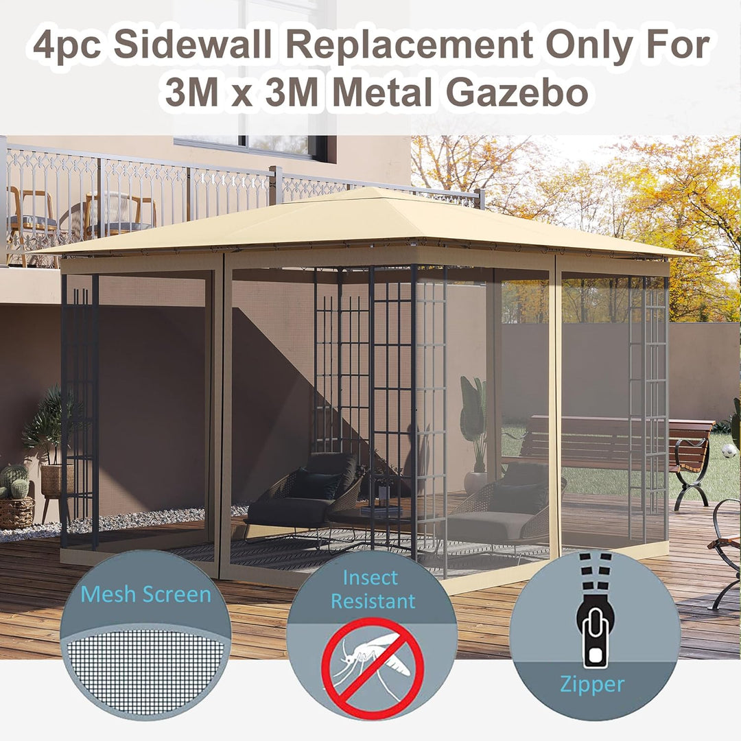 Outsunny Passend für Pavillon, universelles Ersatz-Moskitonetz für Pavillons und Zelte, mit Reissver