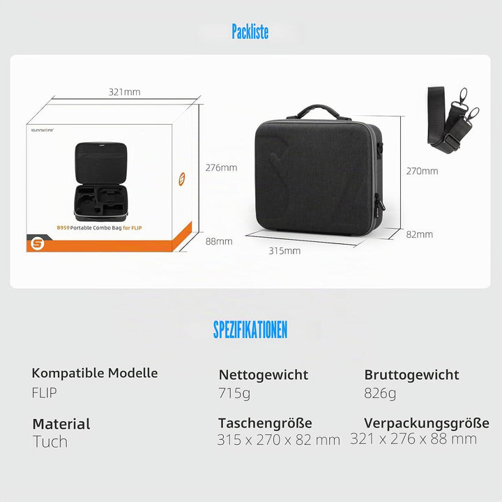 SYACHI Drohne Tasche für DJI Flip, Tragbare PU wasserdichte Case mit Schultergurt Tasche für DJI FLI