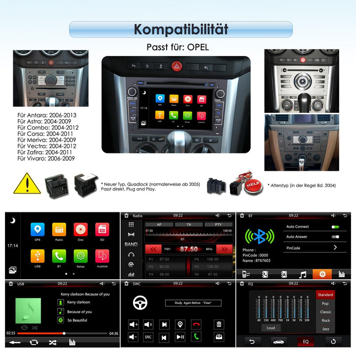 7 Zoll 2 Din Autolink Autoradio DVD CD Player GPS Navigation FM AM Radio Bluetooth USB SD Für Opel A