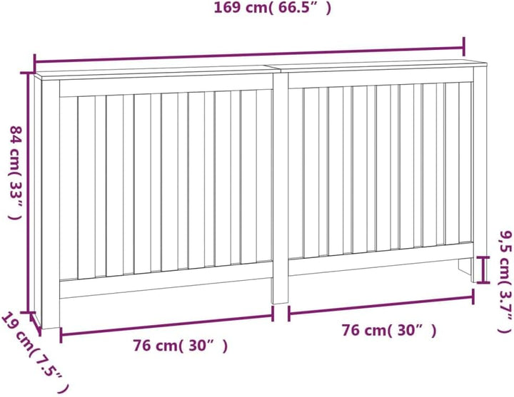 HOMIUSE 169x19x84 cm Heizkörperverkleidung Heizung Heizkörper Abdeckung Landhausstil Heizungsverklei