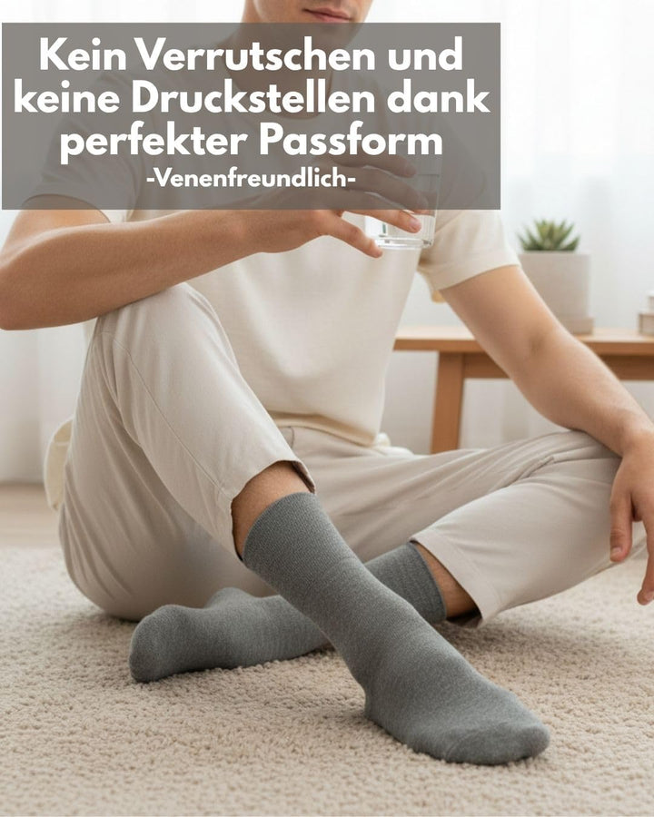 Diabetikersocken ohne Gummi &amp; ohne Naht 97% Baumwolle (6 Paar) Diabetiker Socken mit Komfortbund für