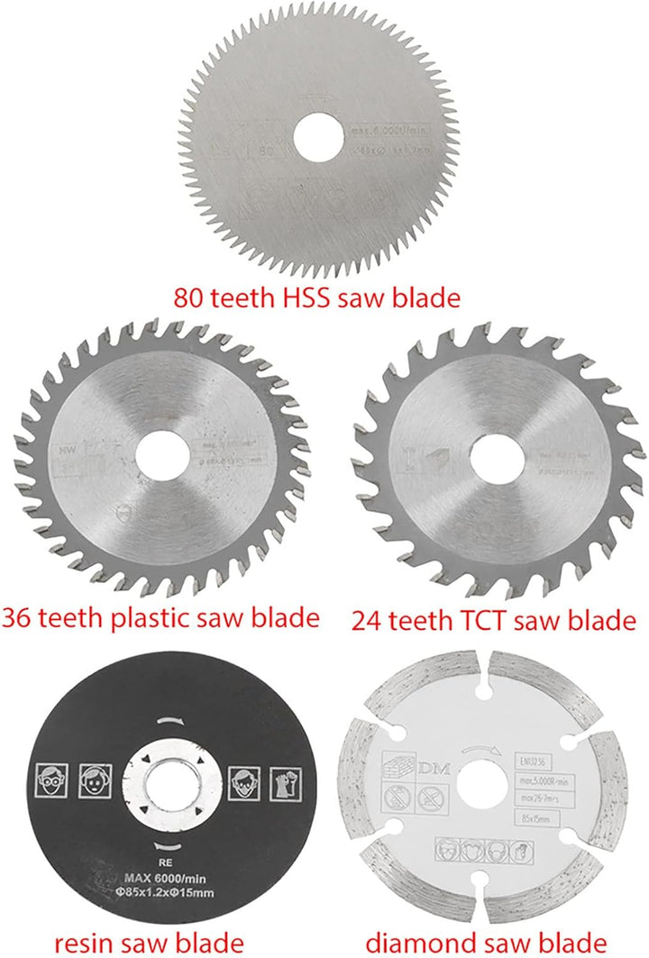 5 Stück 85 mm Hartmetall Sägeblatt, Innendurchmesser 15 mm Mini Hartmetall Kreissägeblatt für Schnei