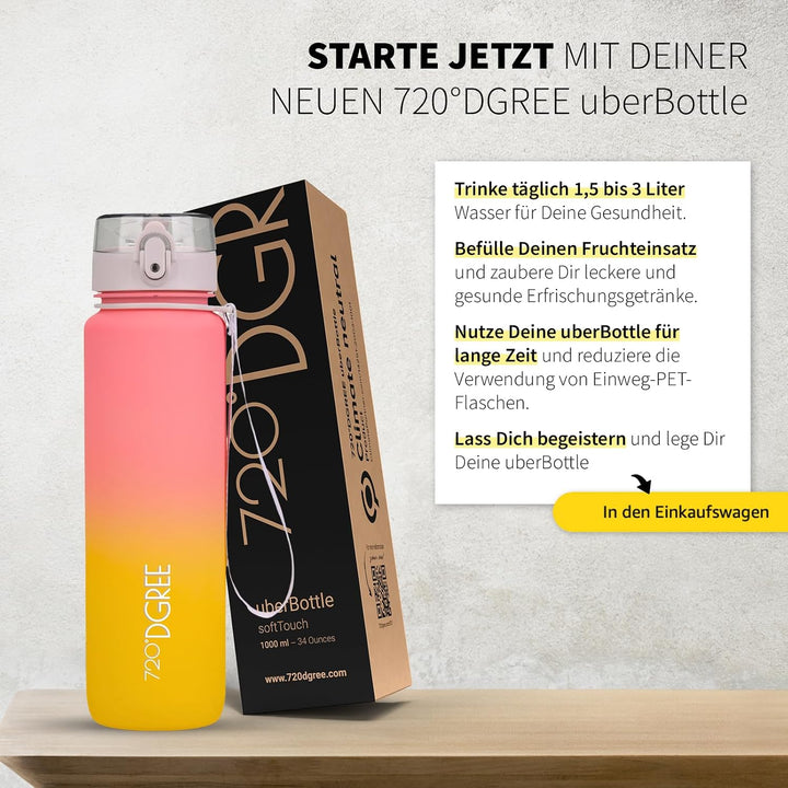 720°DGREE Trinkflasche “uberBottle“ +Sieb - 350ml, 500ml, 650ml, 1000ml, 1,5l, 2l - BPA-Frei - Wasse