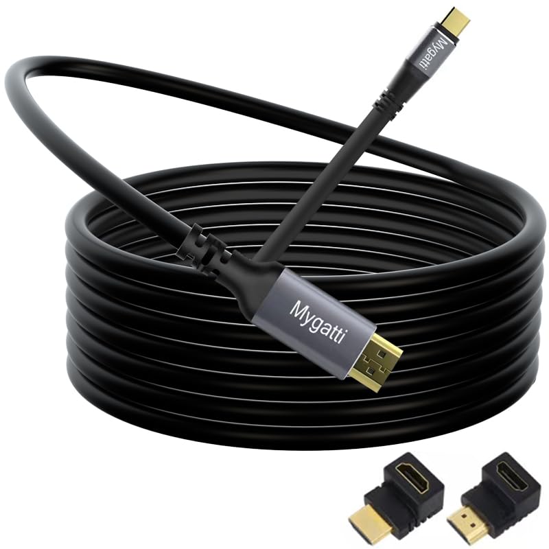 USB C auf HDMI Kabel 15 M,Typ-C auf HDMI 4K UHD(Thunderbolt 4/3 kompatibel),mit 90-Grad und 270-Grad