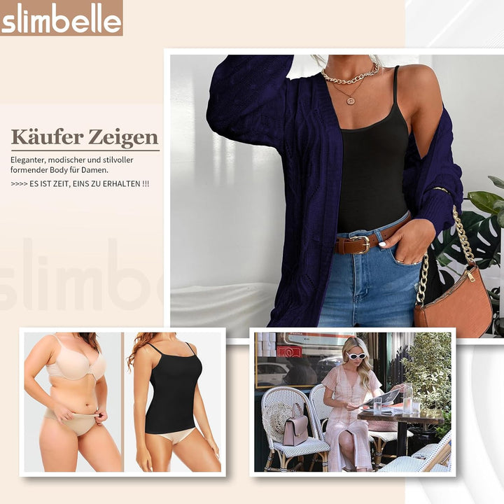 SLIMBELLE Damen Unterhemd BH Hemd Seamless Tank Top mit entfernbaren Cups Bauchweg Shapewear Top Ohn