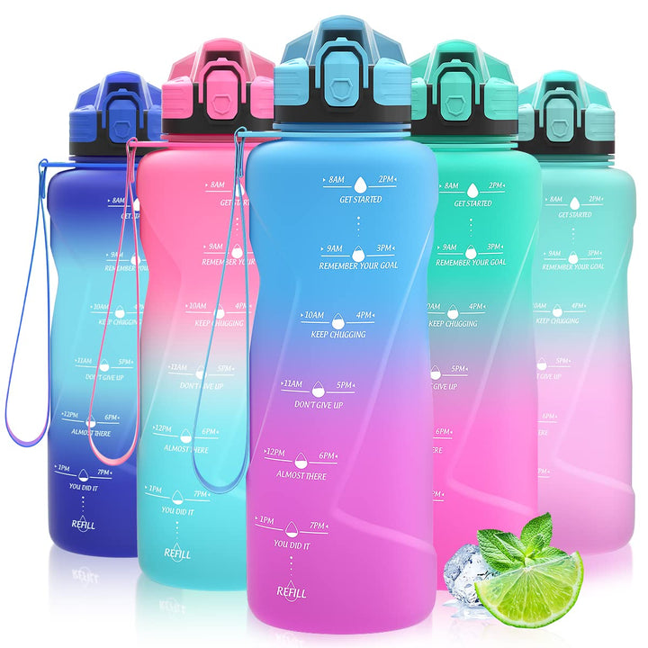Sport Trinkflasche 2l, 1,5l, 1l, 700ml, 500ml Trinkflasche Kinder Auslaufsicher, Motivierende Wasser