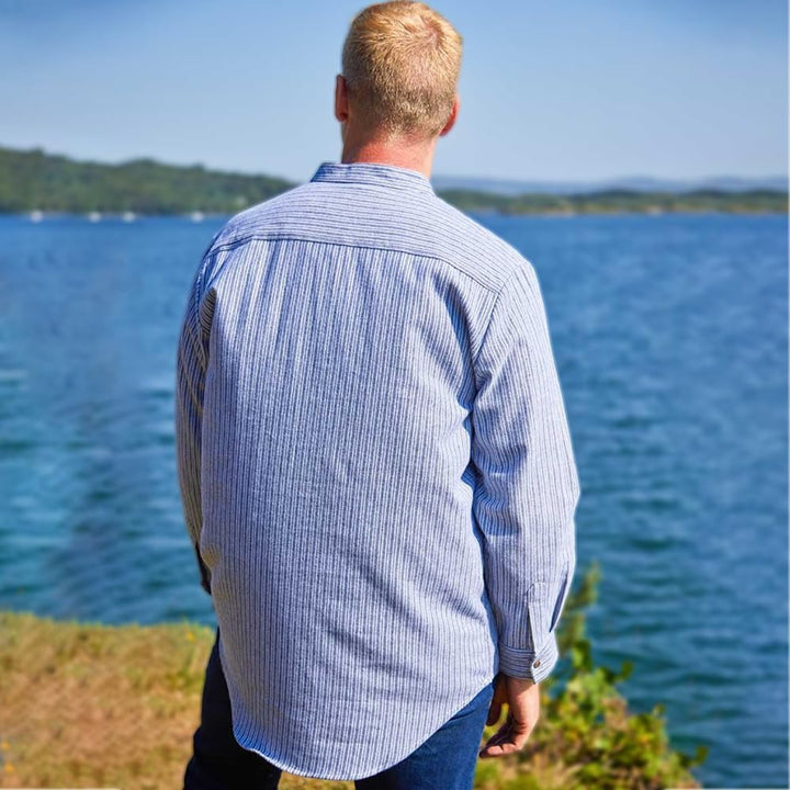 Lee Valley Grandfather-Hemd aus irischem gestreiftem Baumwollflanell für Herren L Hellblau, L Hellbl