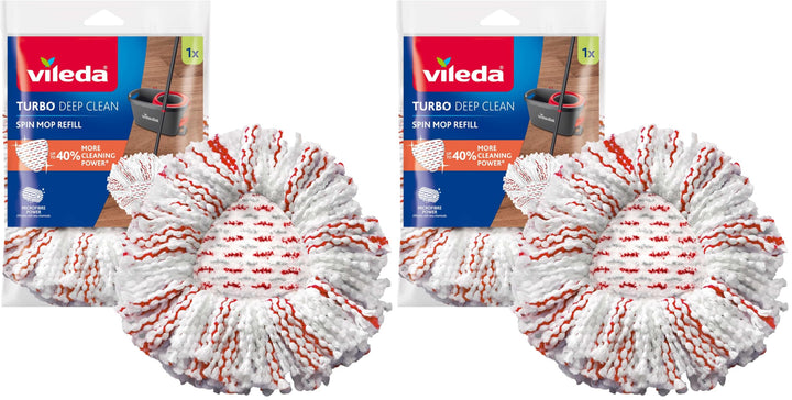 Vileda Turbo 3in1 EasyWring&Clean Wischmopp Ersatzköpfe, Mikrofaser Moppköpfe mit Kraftfasern für Vi