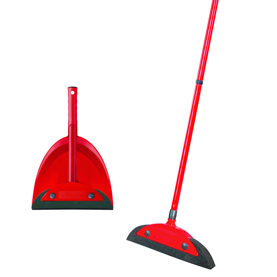 Vileda Superfeger Classic Besen mit 3-tlg Stiel und Superfeger Classic Kehrset, Kehrbesen & Schaufel