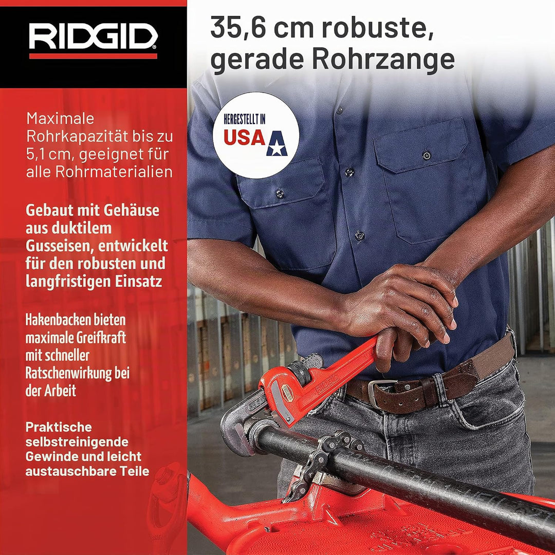 RIDGID 31020 Modell 14" gerade Rohrzange für schwere Beanspruchung, 14" Sanitär-Schraubenschlüssel 1