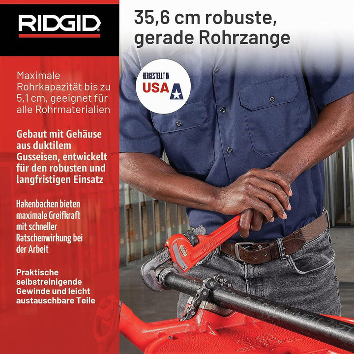RIDGID 31020 Modell 14" gerade Rohrzange für schwere Beanspruchung, 14" Sanitär-Schraubenschlüssel 1