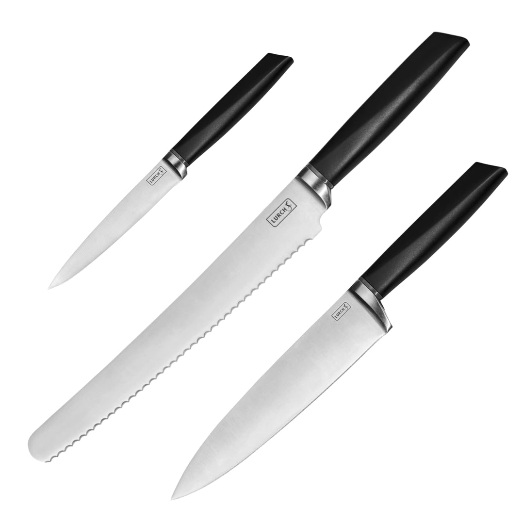 Lurch 230480 TANGO Messer Starter-Set 3tlg: Brotmesser, Kochmesser und Universalmesser aus korrision