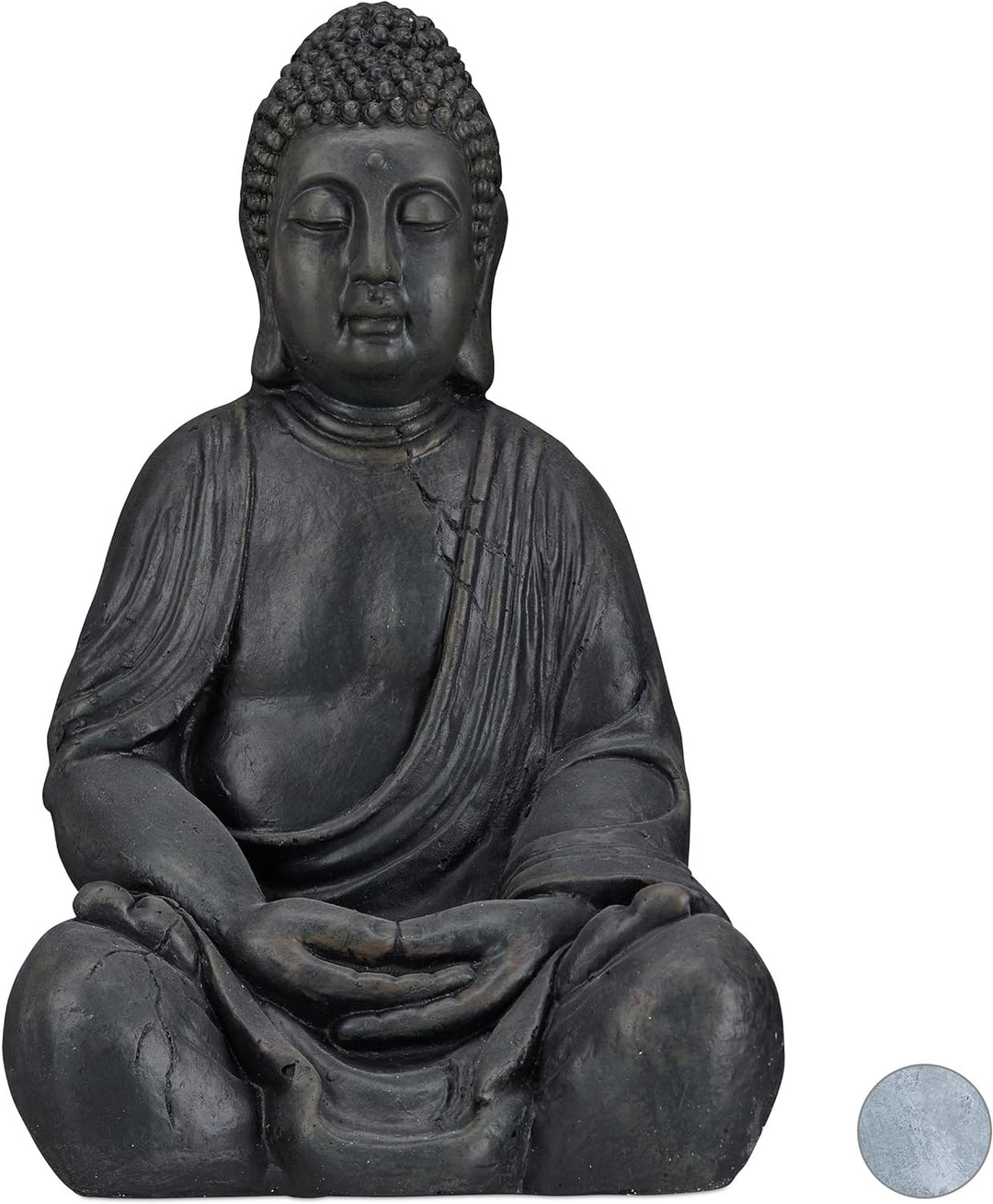 Relaxdays XL Buddha Figur sitzend, 50 cm hoch, Feng Shui, Outdoor, Garten Dekofigur, grosse Zen Budd