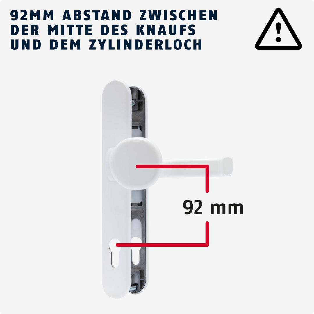 ABUS Türbeschlag SRG92N W - für Haustüren - mit Türklinke innen und Türknauf aussen - für Türen mit