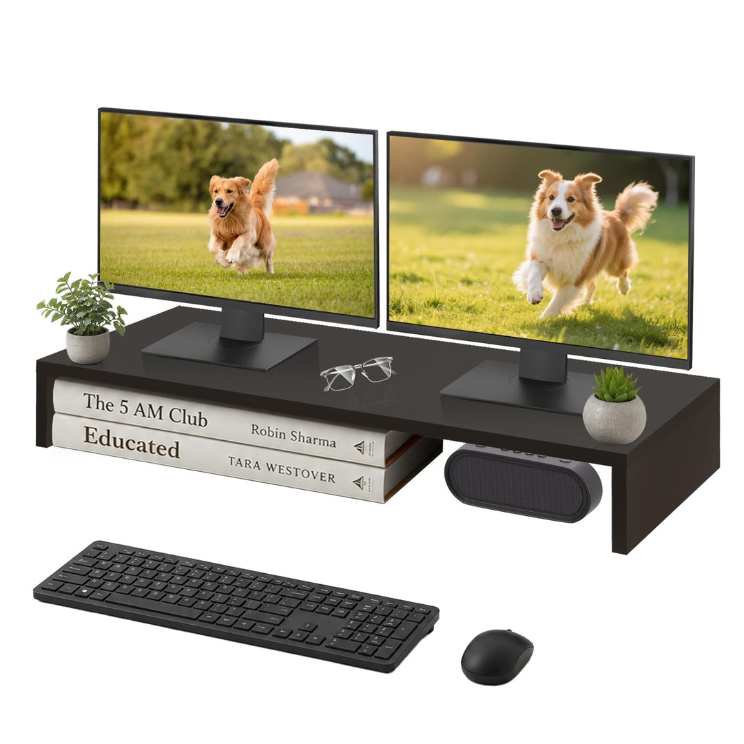 TV-Aufsatz mit Erhöhung,PC Regal Aufsatz Bildschirmerhöhung Hochglanz, Ideal für TV-Erhöhung und Sch