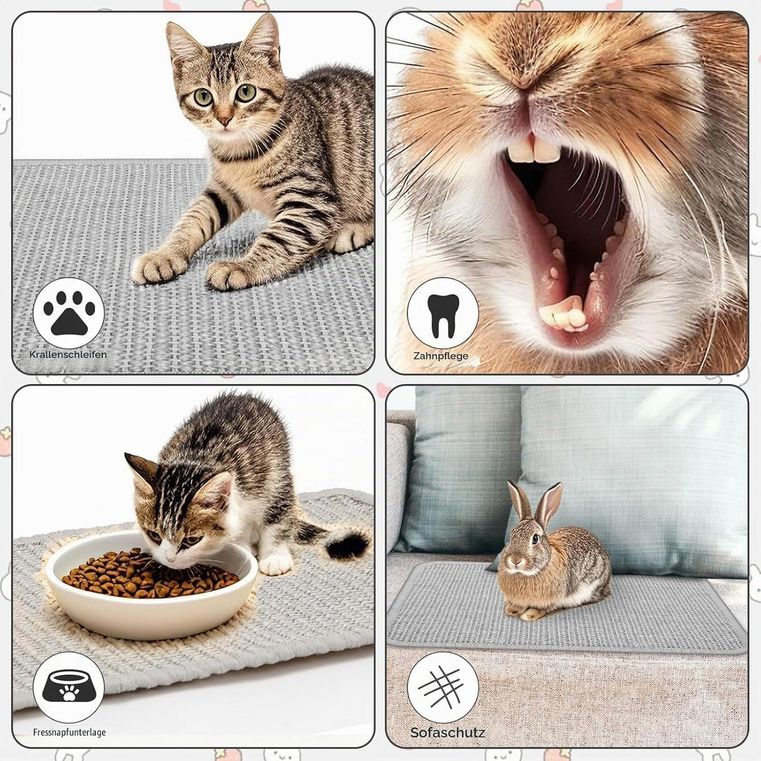 UPINS Kratzmatte für Kaninchen, 2 Stück Sisal Teppich für Krallen- und Zahnpflege, Bettwäsche zum Be