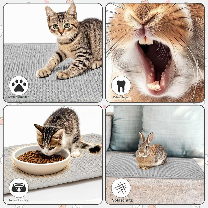 UPINS Kratzmatte für Kaninchen, 2 Stück Sisal Teppich für Krallen- und Zahnpflege, Bettwäsche zum Be