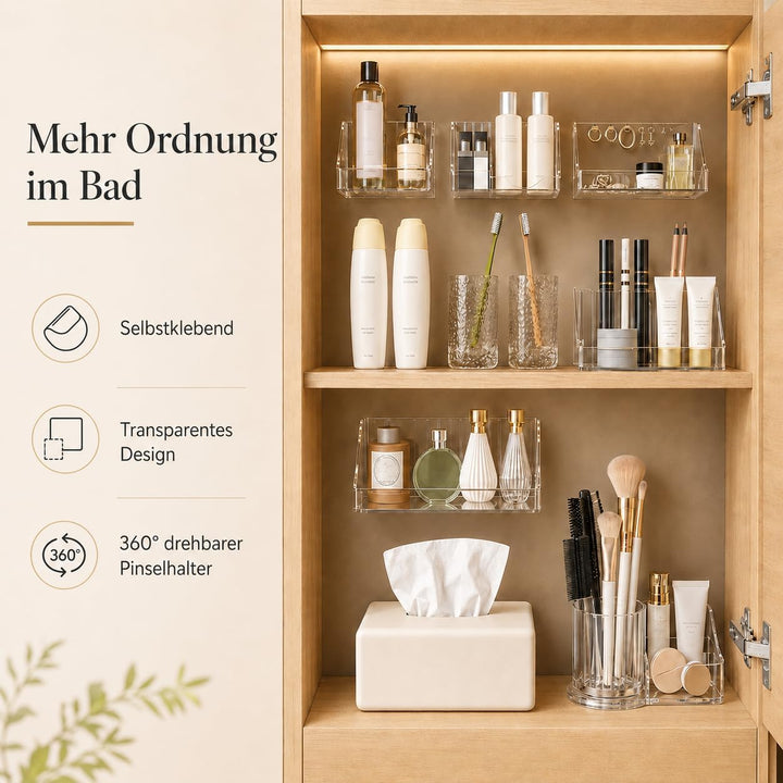 RMAN 6 Stücke Spiegelschrank Organizer Kunststoff Make up Organizer für Bathroom Schminktisch Deskto