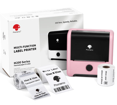 Phomemo M200 Tragbarer Etikettendrucker Etikettiergerät mit 3 Etikettenrollen Upgrade 3 Zoll Labeldr