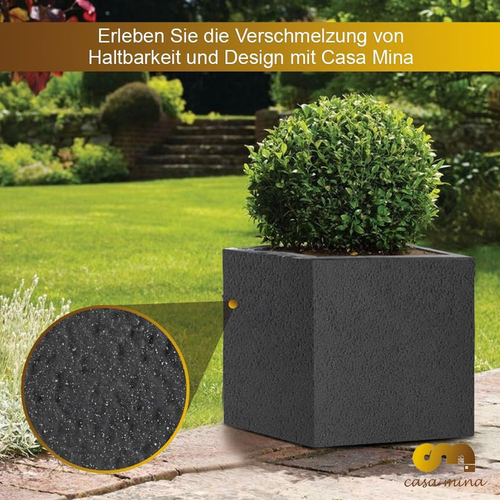 Esteras Pflanzkübel gross aussen - Fiberglas Blumenkübel quadratisch 27x27x27cm - Blumenkasten für D