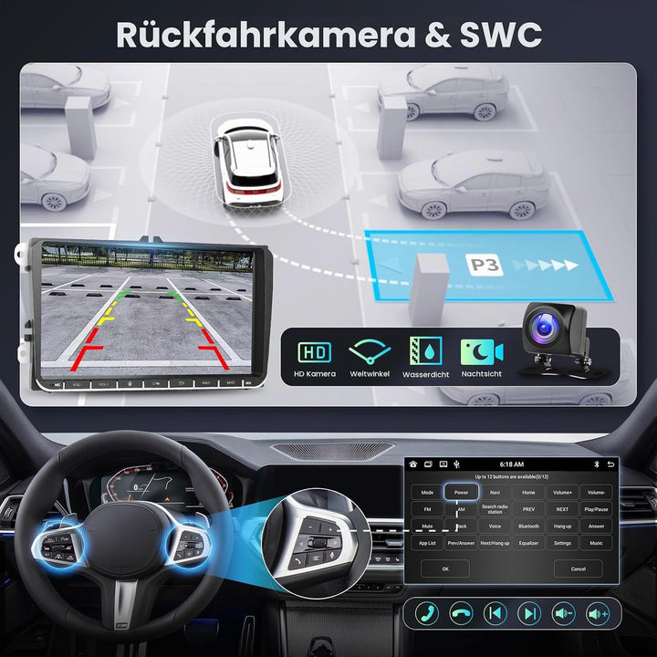 Hodozzy 6G+128G 8-Core Autoradio für VW Passat B6 Golf 5/6 Touran T5 Tiguan Polo Jetta Seat Skoda mi