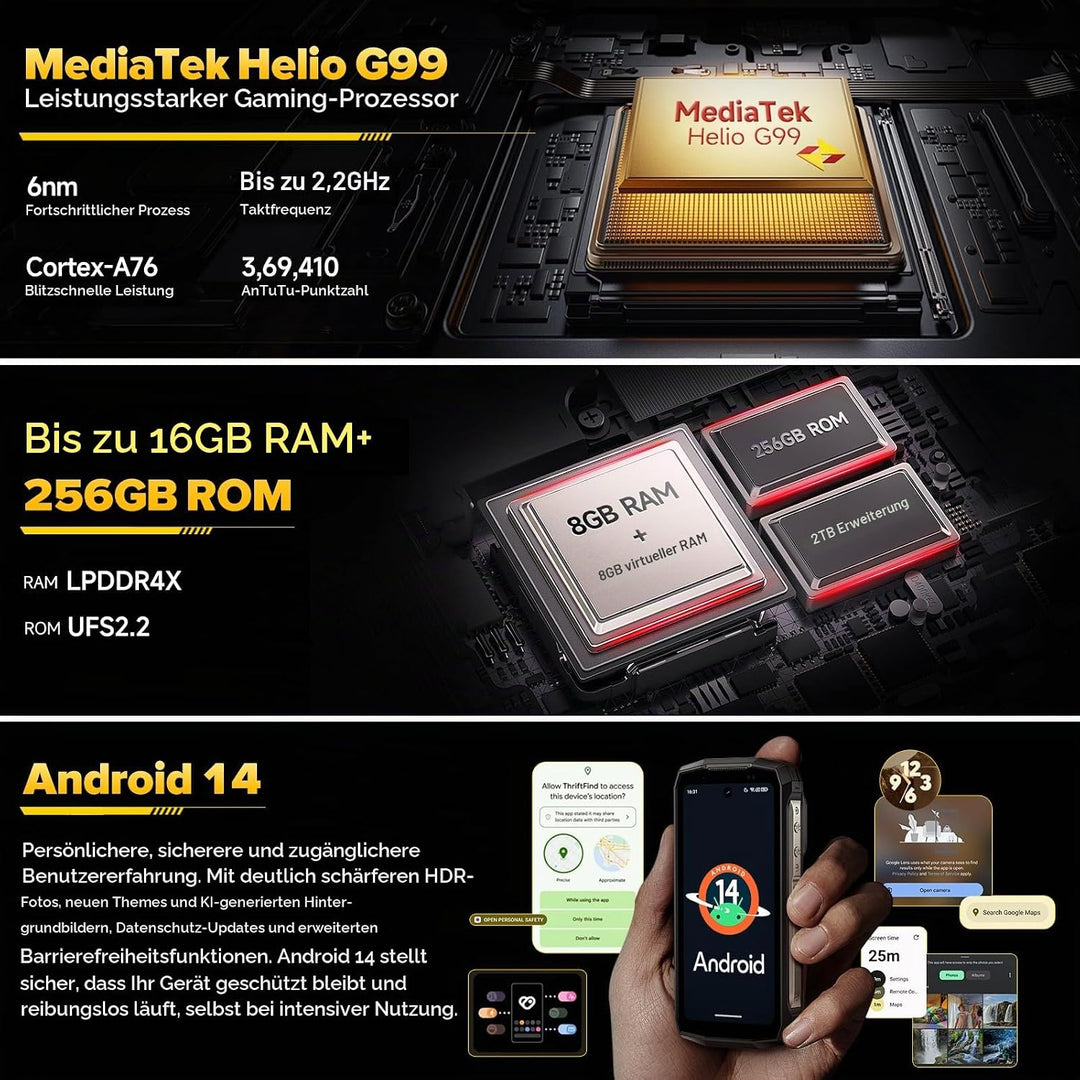 Ulefone Armor Mini 20 Outdoor Handy Ohne Vertrag Android 14, 4.7&