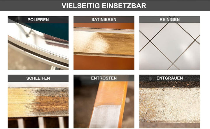 Scheppach Satiniermaschine MRS1300 mit Softstart & 1300W Leistung | inkl. Messingdrahtbürste & Schle