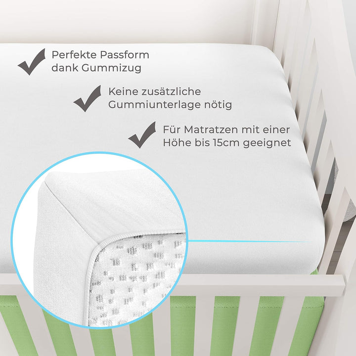 Spannbettlaken mit integriertem Matratzenschoner 60 x 120 cm (Flieder) für Babybett 60x120 cm (1er P