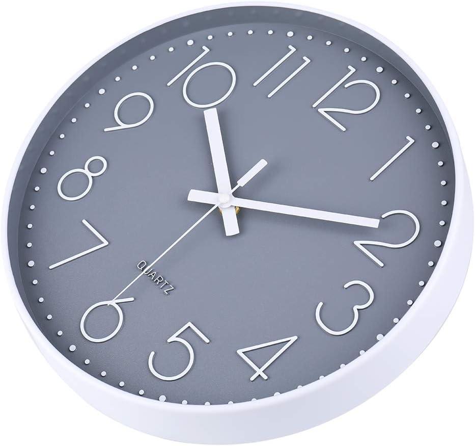 jomparis Kleine Wanduhr, 20,3 cm, grau, geräuschlos, nicht tickend, für Schlafzimmer, Badezimmer, Kü