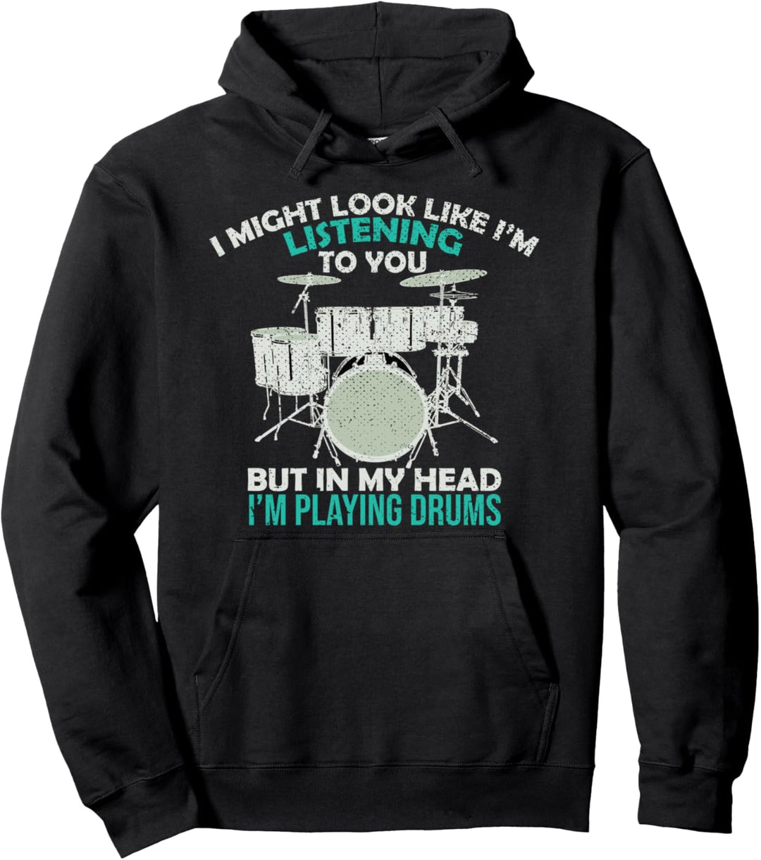 In meinem Kopf spiele ich Schlagzeug Rock Musik Drummer Pullover Hoodie