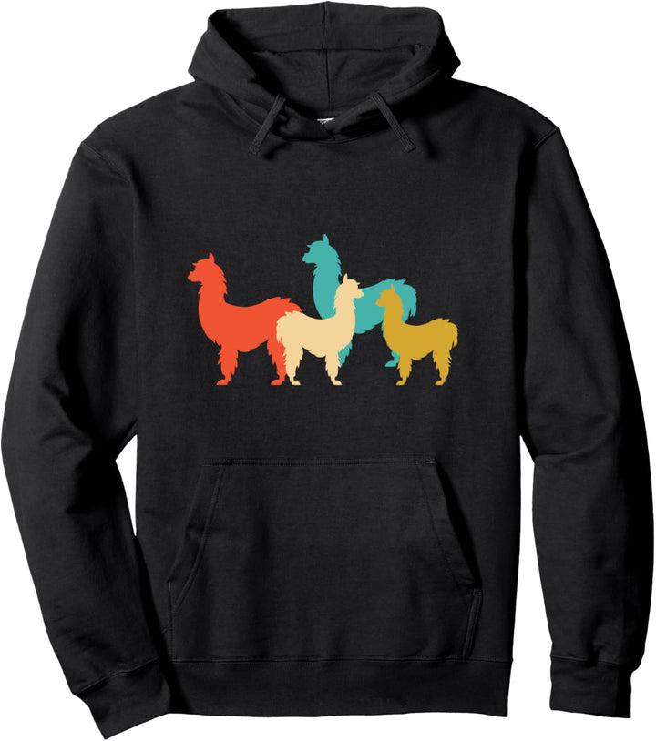 Alpaka Tierherde Tiere Tierfreund Retro Hoodie Pullover Hoodie