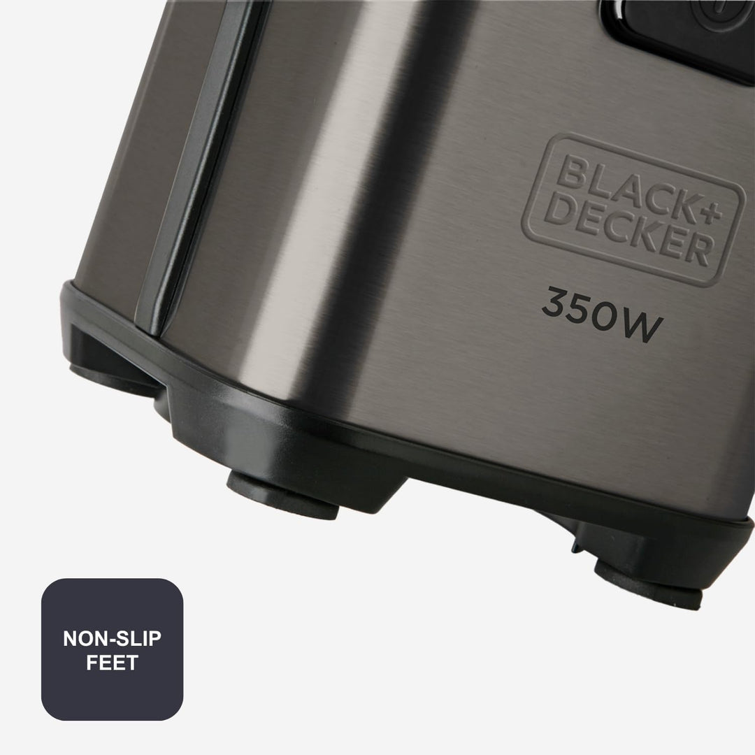 BLACK+DECKER BXJBA350E - Standmixer, Puls-Funktion, Gefäss aus Kunststoff mit 1,5 l, 4-schneidige Ed