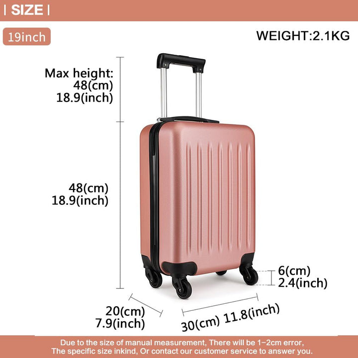 KONO Hartschale Koffer Trolley Rollkoffer Zwillingsrollen ABS Handgepäck Bordgepäck 4 Rollen, 48cm 2