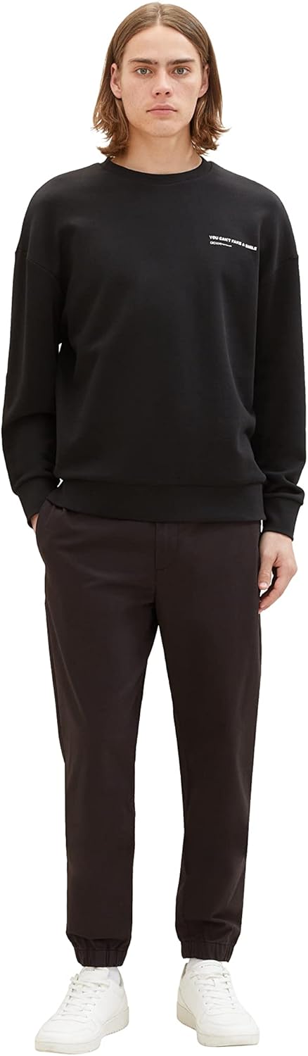 TOM TAILOR Denim Herren Denim Tapered Fit Chino Hose, 29999 - Black