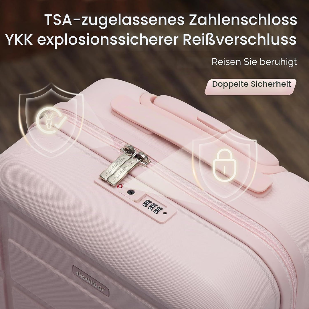 SHOWKOO Kofferset 3 Teilig Hartschale Leicht ABS+PC Erweiterbar Reisekoffer Haltbar Trolley Handgepä