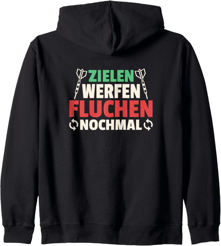 Zielen Werfen Fluchen Nochmal Lustige Darts Sprüche Kapuzenjacke