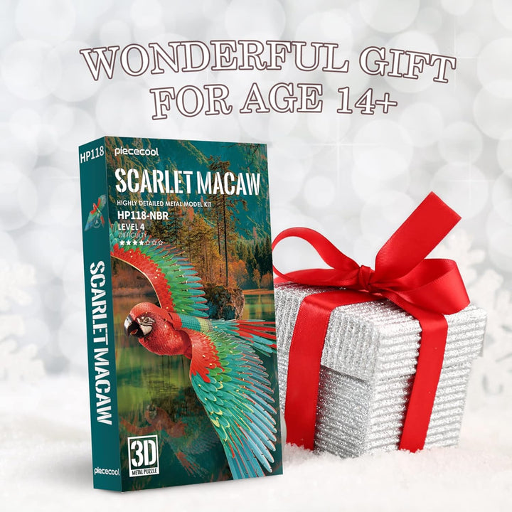 Piececool 3D Puzzle Metall, Papagei für Modellbausatz Erwachsene, 3D-Puzzles zu Bauen, BAU, Bastel-K