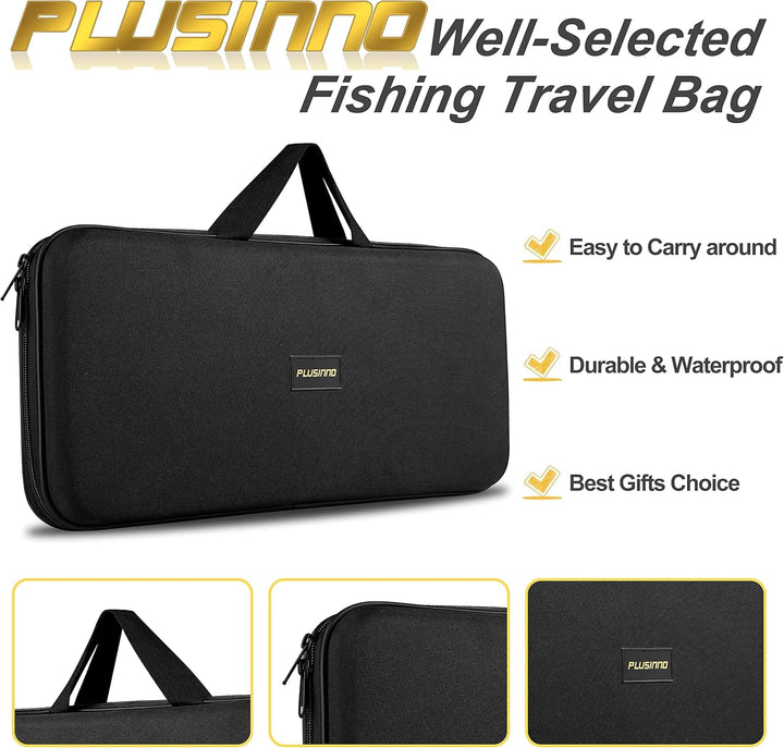 PLUSINNO Teleskop Rute und Rolle Combos Full Kit, Spinning Fishing Gear Organizer Pole-Sets mit Line