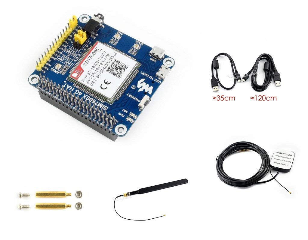 coolwell 4G/3G/2G/GSM/GPRS/GNSS Hat Based SIM7600E-H for Raspberry Pi/Jetson Nano Support LTE CAT4 f