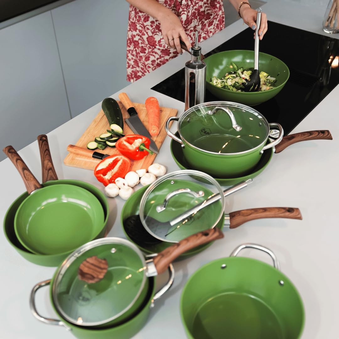 Cook&Pan Pfannenset und Topfset Induktion - Kochset mit [Greenshield] Antihaftbeschichtung PFAS & Te