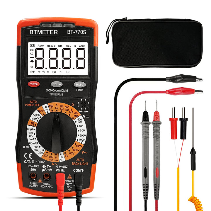 BTMETER BT-770S Multimeter Manuelles Strommessgerät, für AC DC Volt Ampere Ohm Kapazität Frequenz mi