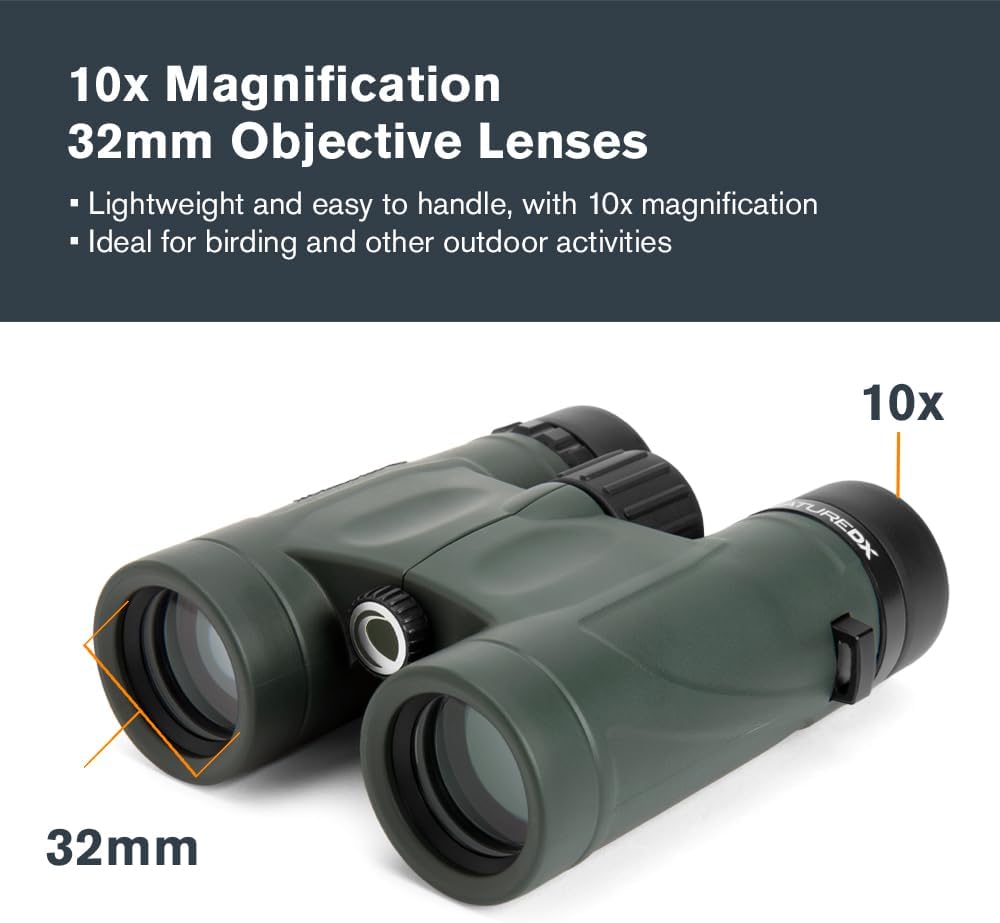Celestron 71331 10 x 32 DX Nature Fernglas – Grün Nature DX 10 x 32 Dachprisma, Nature DX 10 x 32 Da