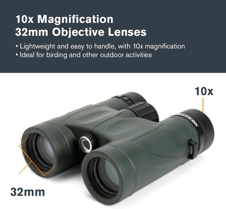 Celestron 71331 10 x 32 DX Nature Fernglas – Grün Nature DX 10 x 32 Dachprisma, Nature DX 10 x 32 Da