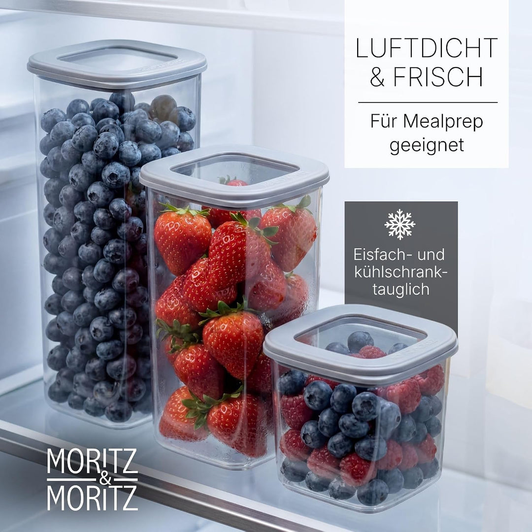 Moritz &amp; Moritz 12er Set Vorratsdosen mit Deckel Luftdicht - Lebensmittelecht für Lebensmittelaufbew