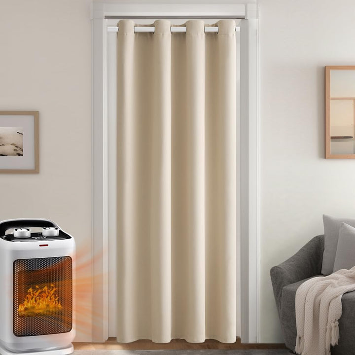 MIULEE Thermovorhang Kälteschutz mit Gestepptem Futter, Beige Doppellagige Thermo Vorhang Gegen Kält